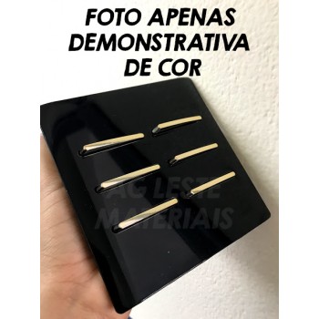 Conjunto Interruptor Duplo (1 Simples + 1 Paralelo) 4x2 - Novara Preto Brilhante Gold